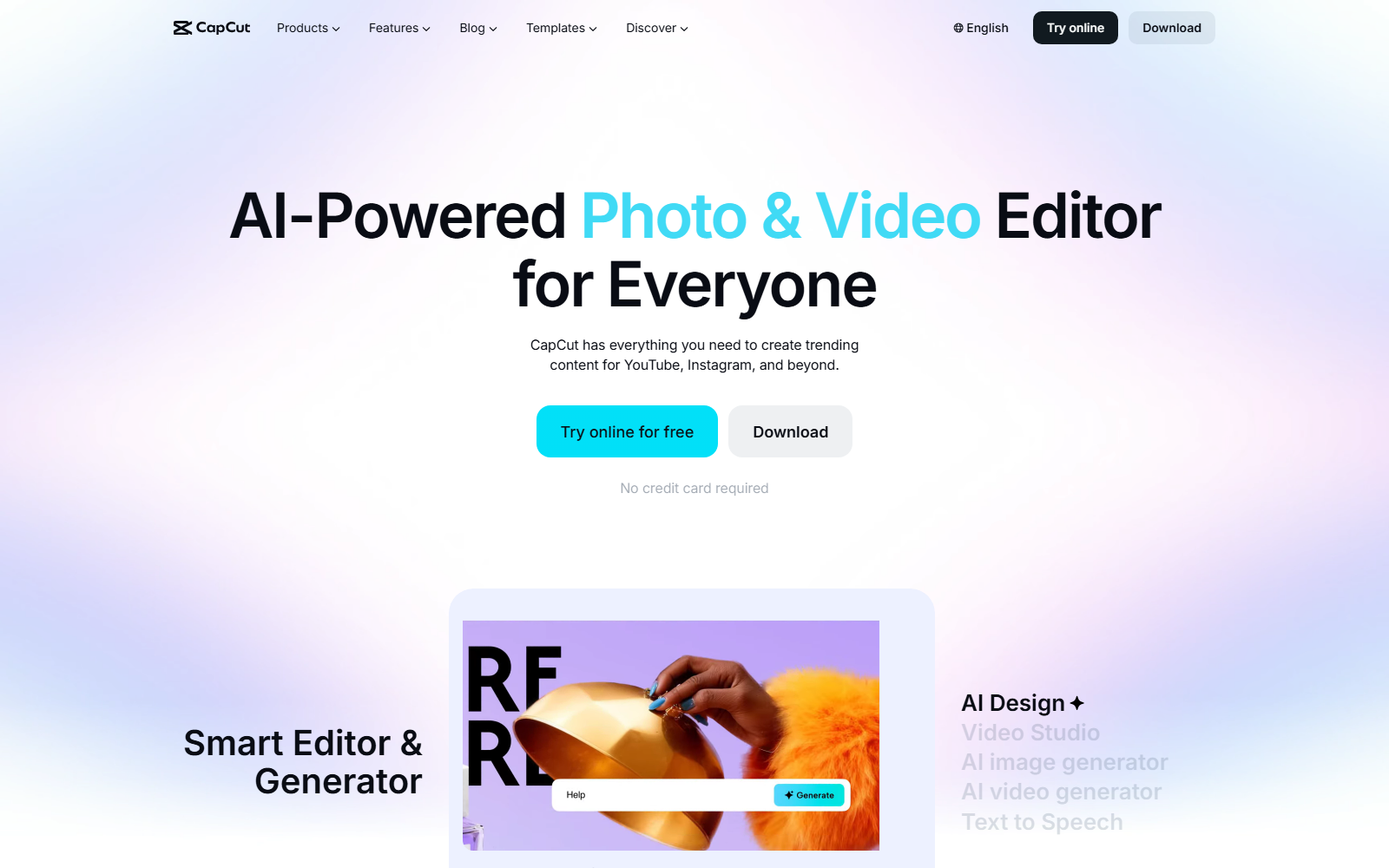 CapCut homepage