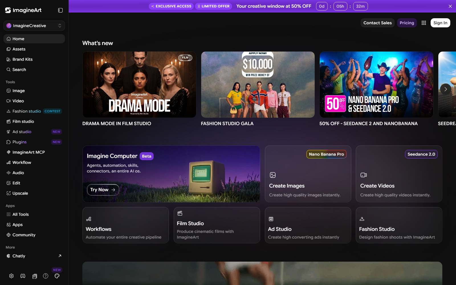 ImagineArt homepage screenshot