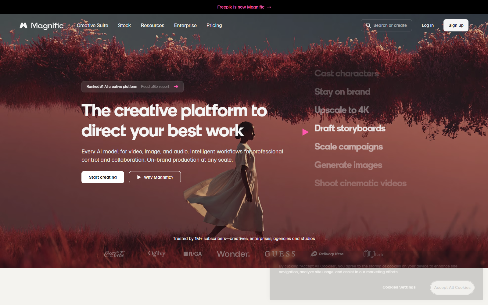 Magnific (formerly Freepik) homepage screenshot