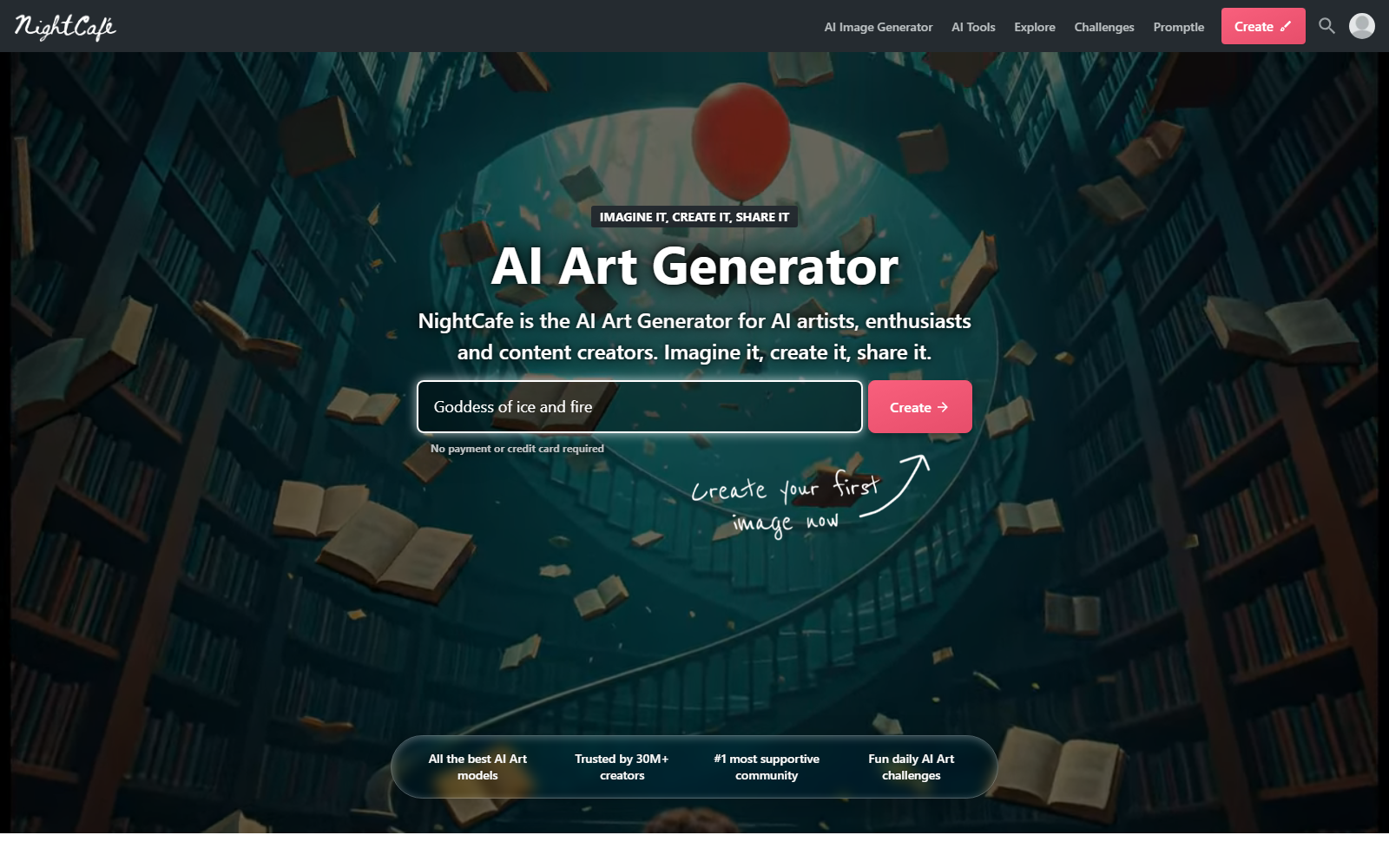 NightCafe homepage screenshot