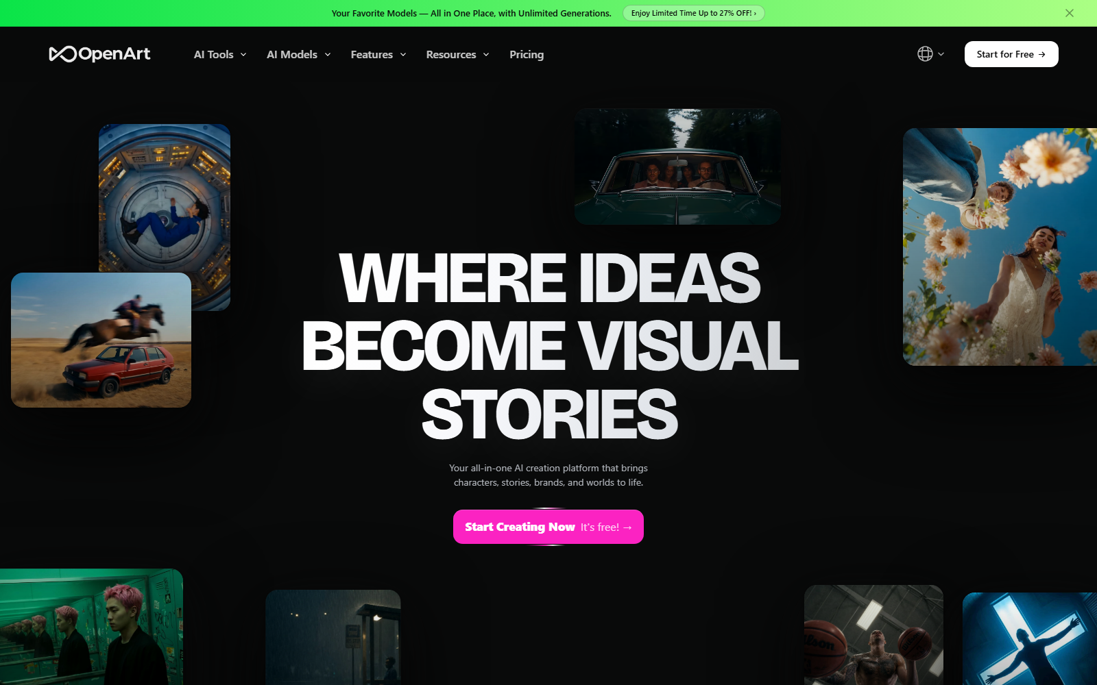 OpenArt homepage screenshot