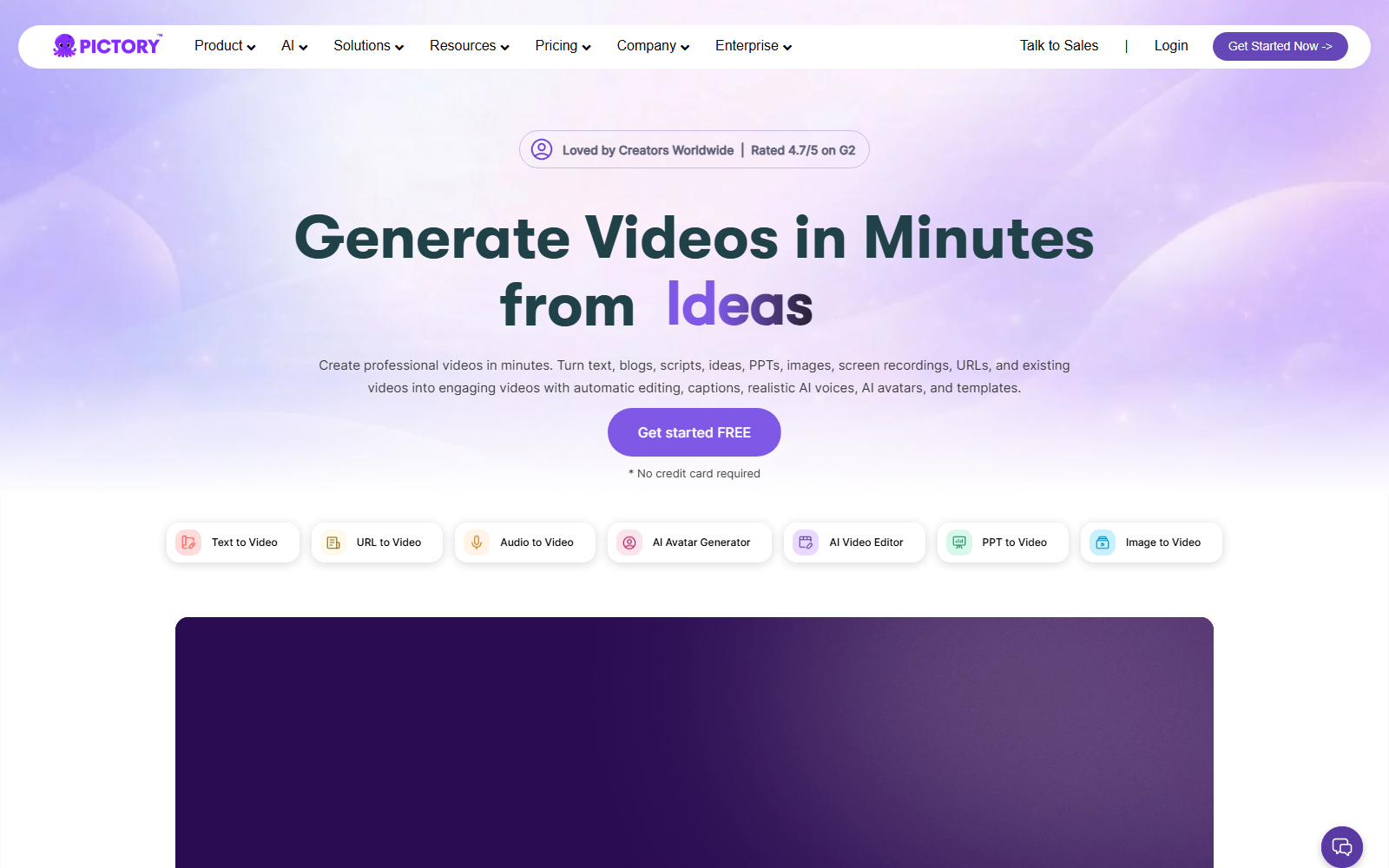 Pictory homepage