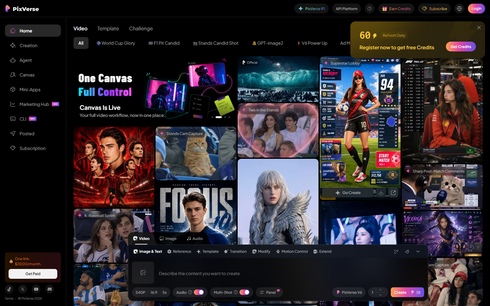 PixVerse homepage screenshot, captured for this comparison