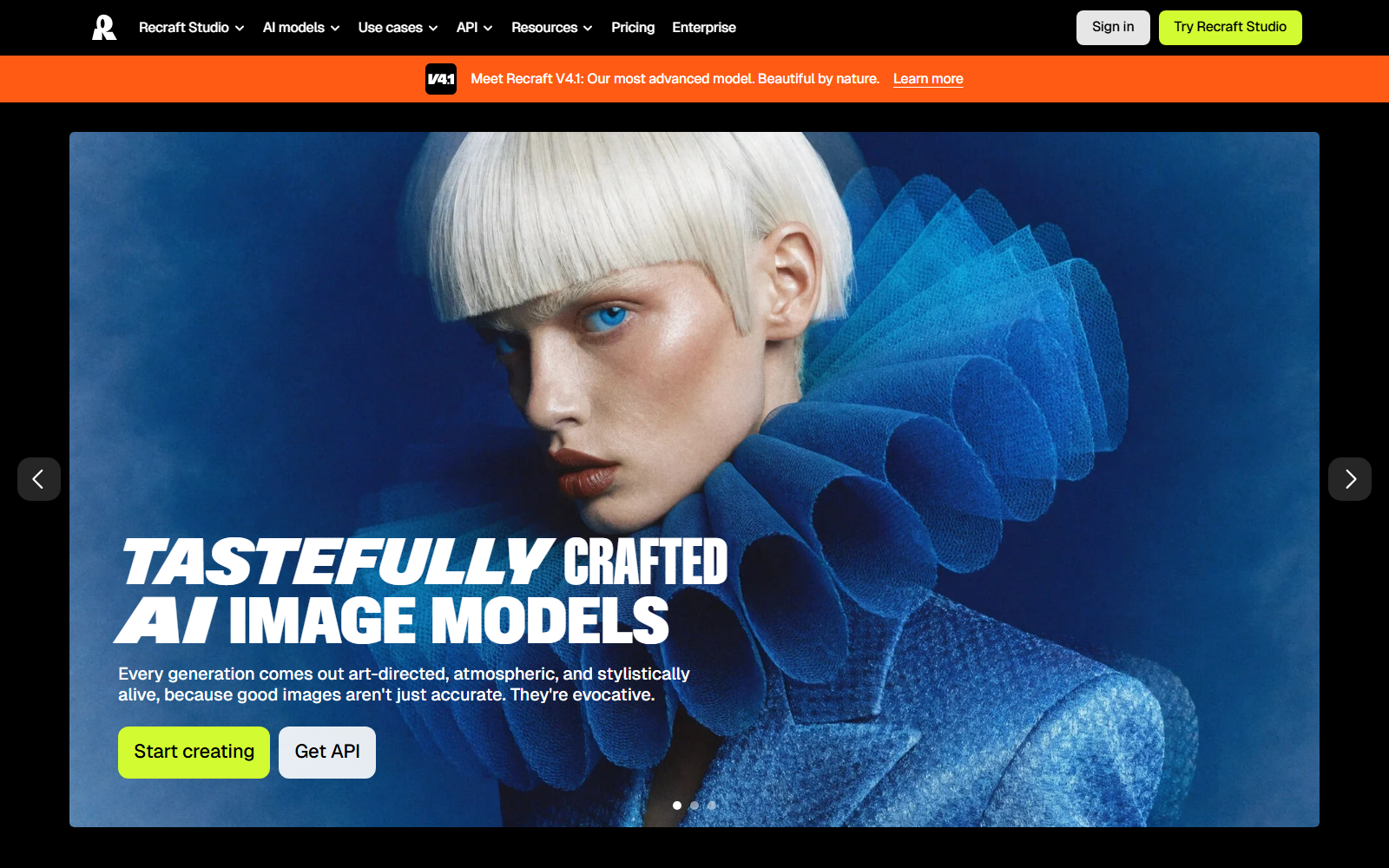 Recraft homepage screenshot
