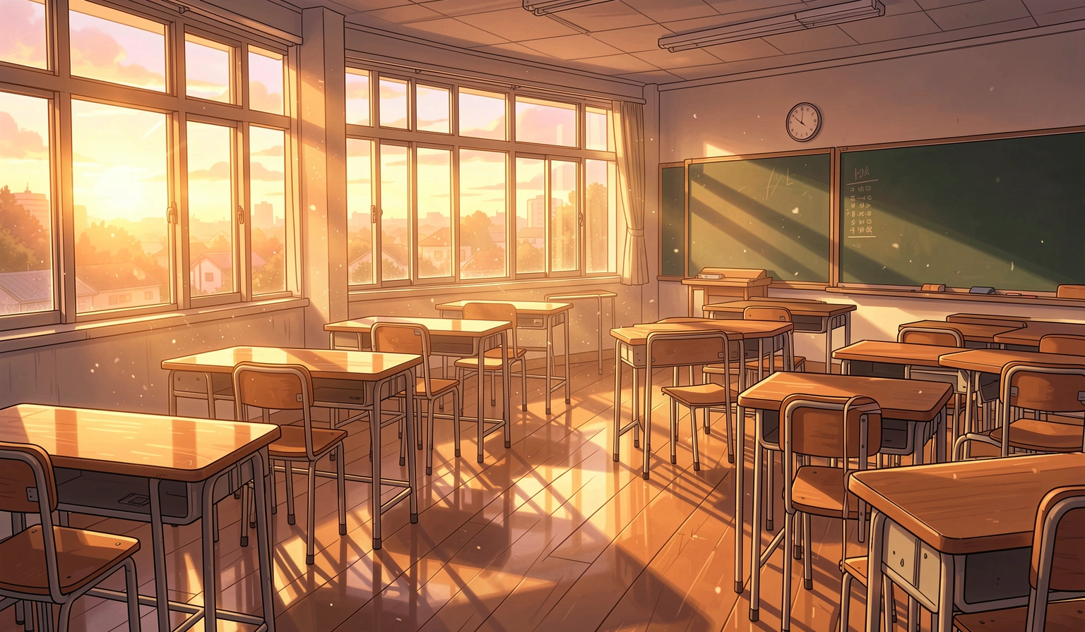 anime background — sunset classroom 2 (free download)
