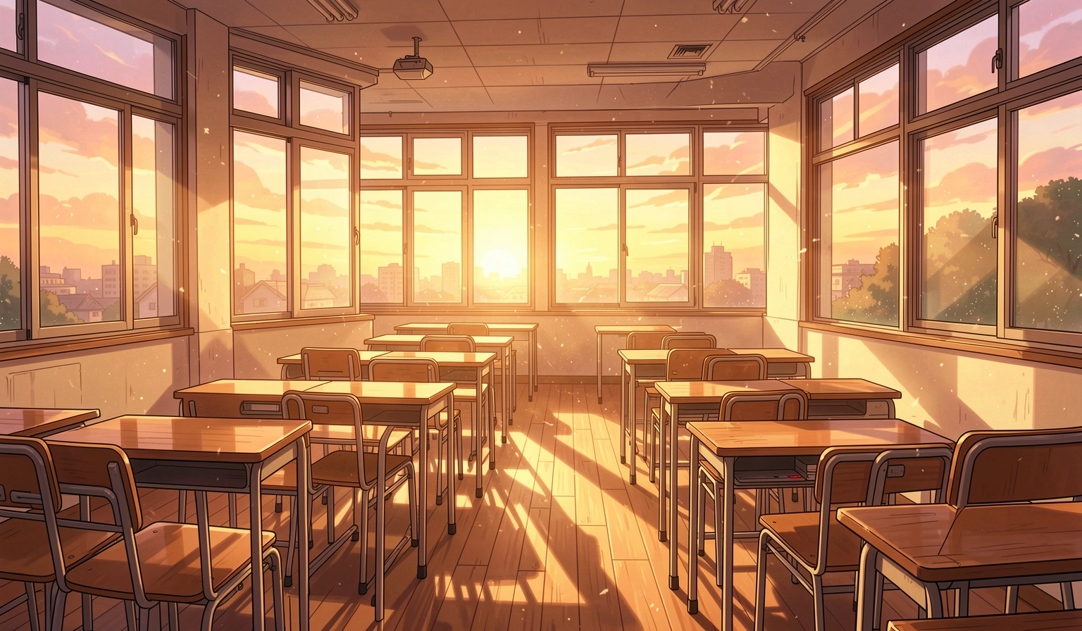 anime background — sunset classroom 3 (free download)