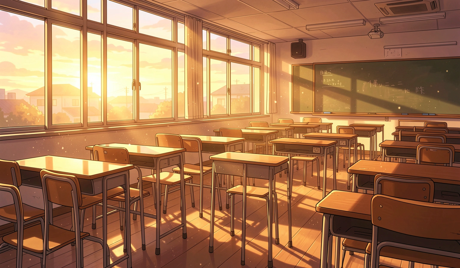 anime background — sunset classroom 4 (free download)