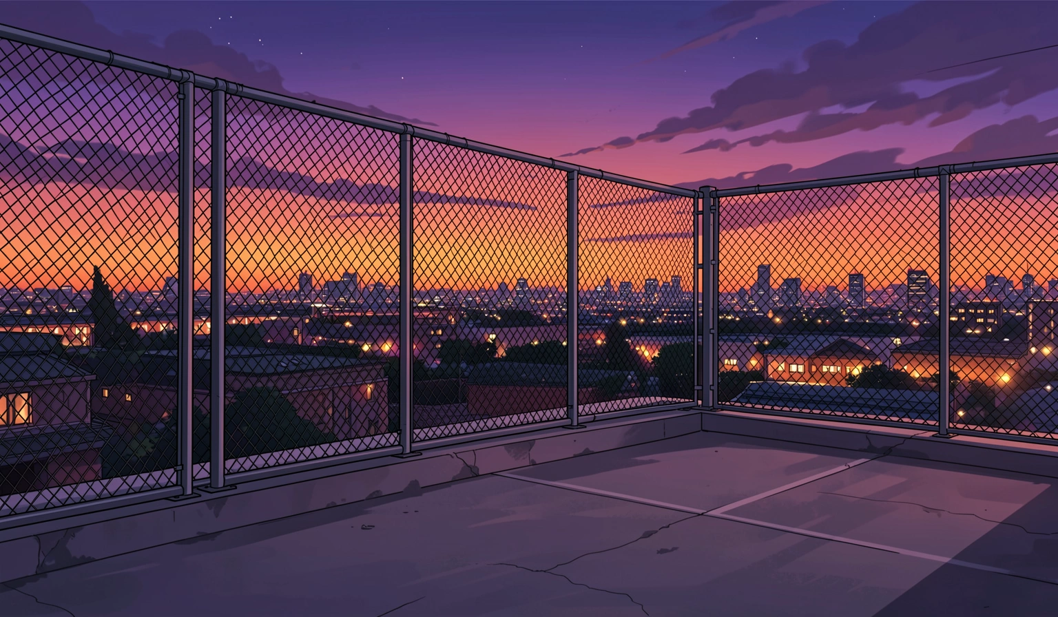 anime background — twilight rooftop 3 (free download)