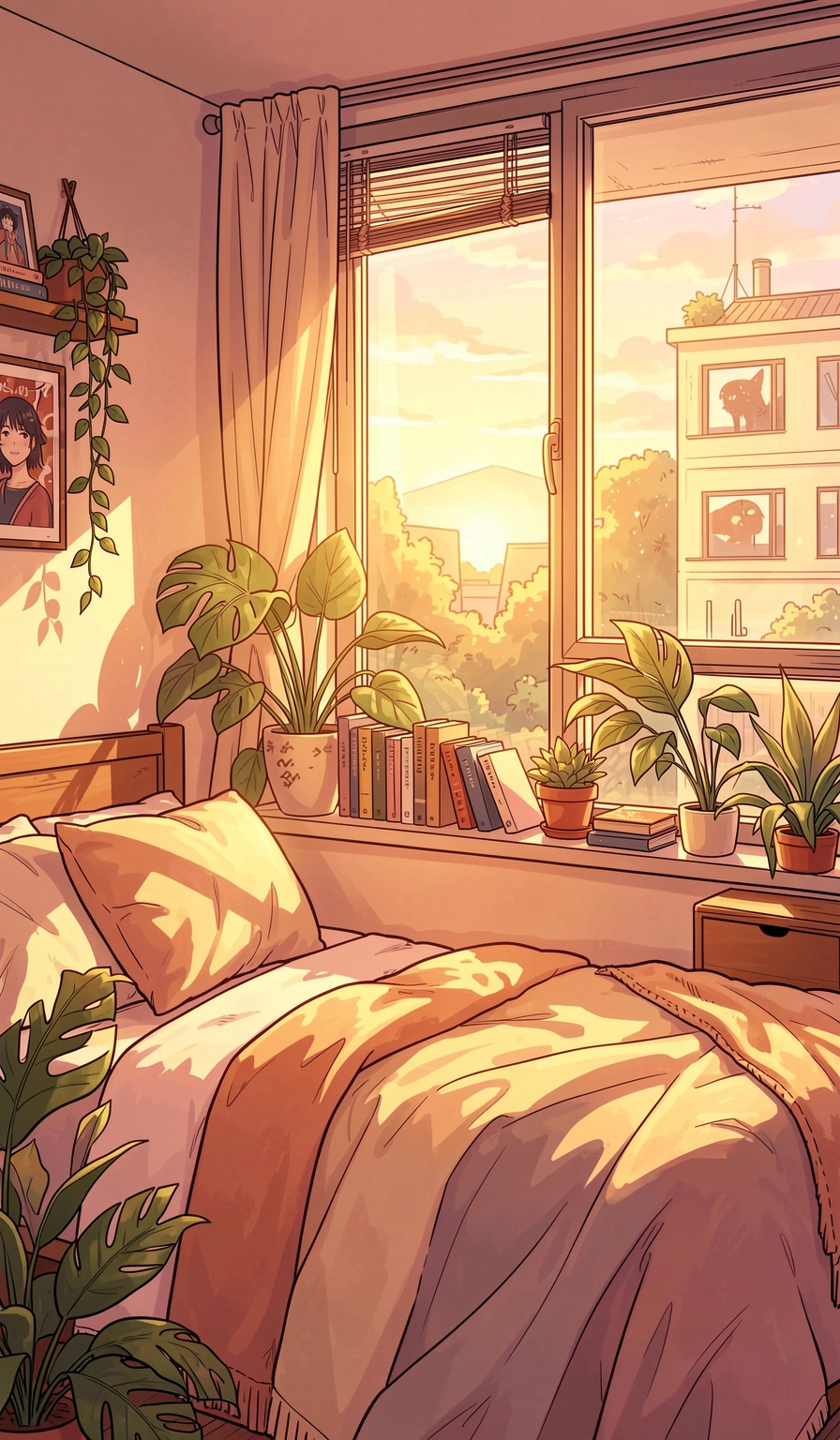 anime wallpaper — cozy room 3 (free download)