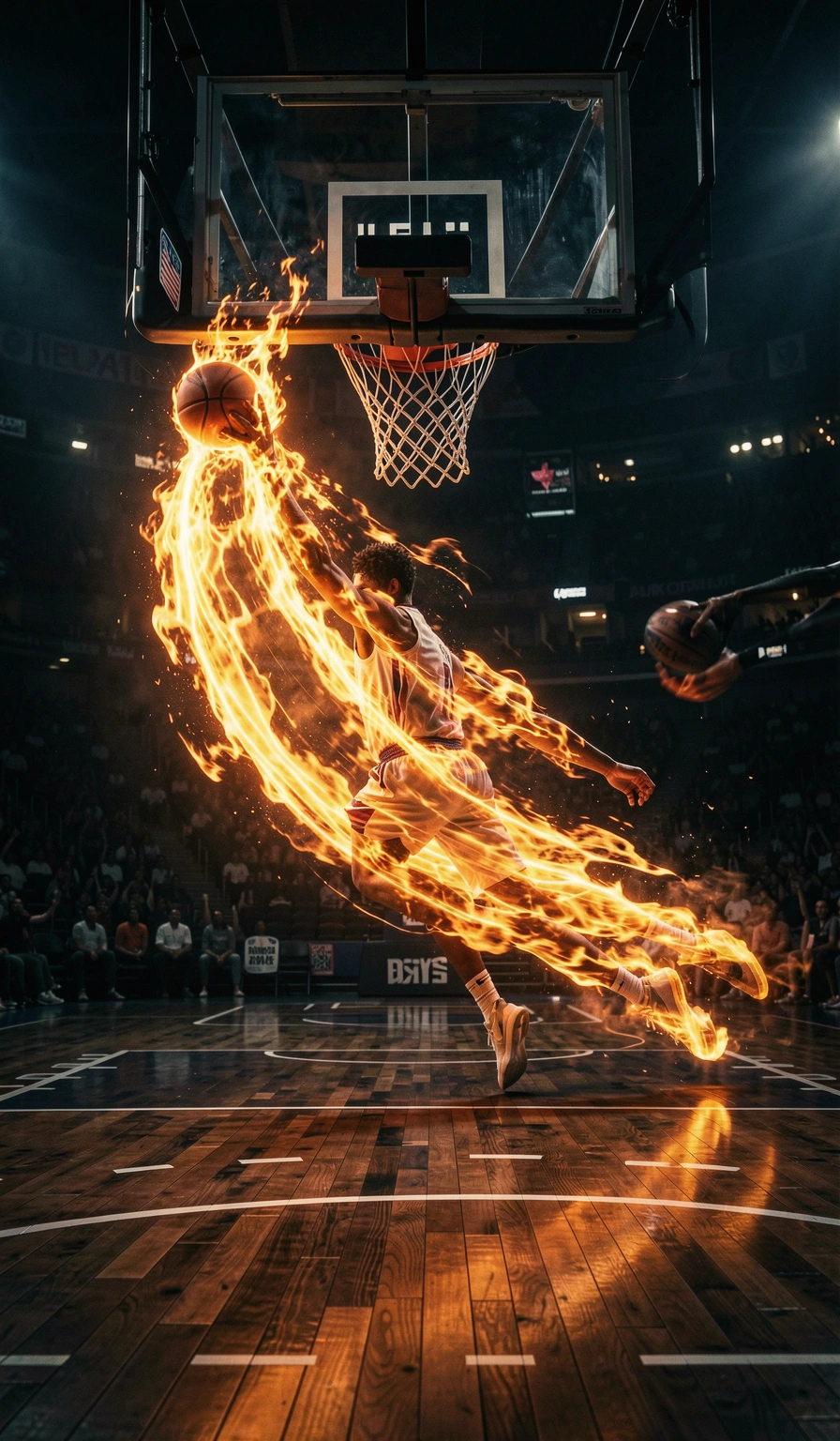 basketball wallpaper — ball fire 2 (free download)