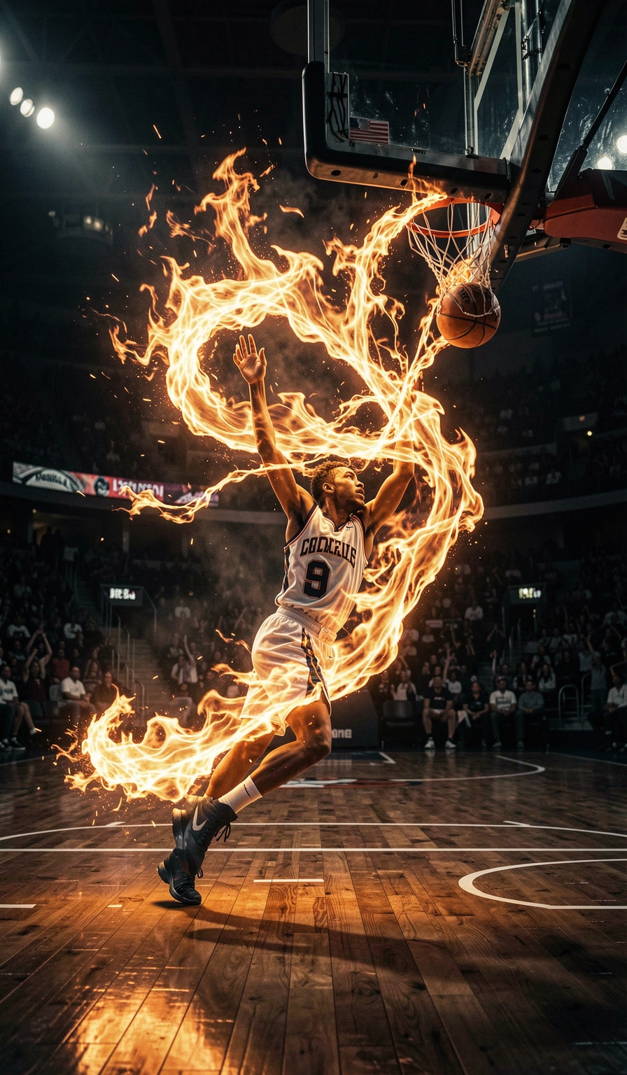 basketball wallpaper — ball fire 3 (free download)