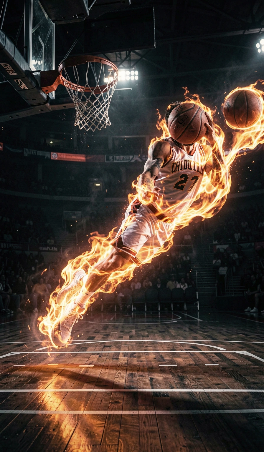 basketball wallpaper — ball fire 4 (free download)