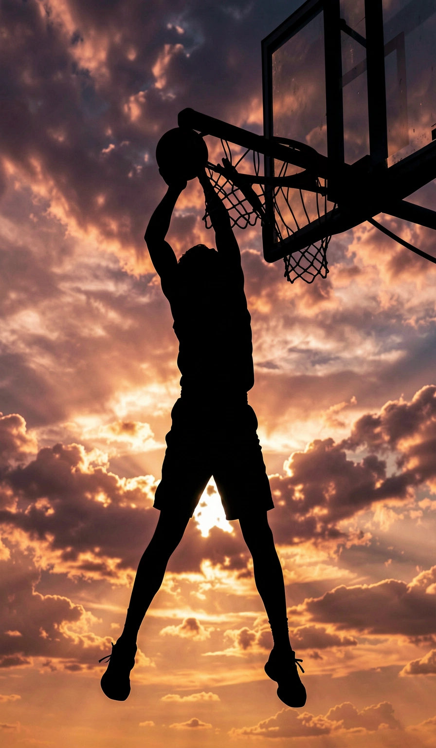 basketball wallpaper — dunk silhouette 4 (free download)