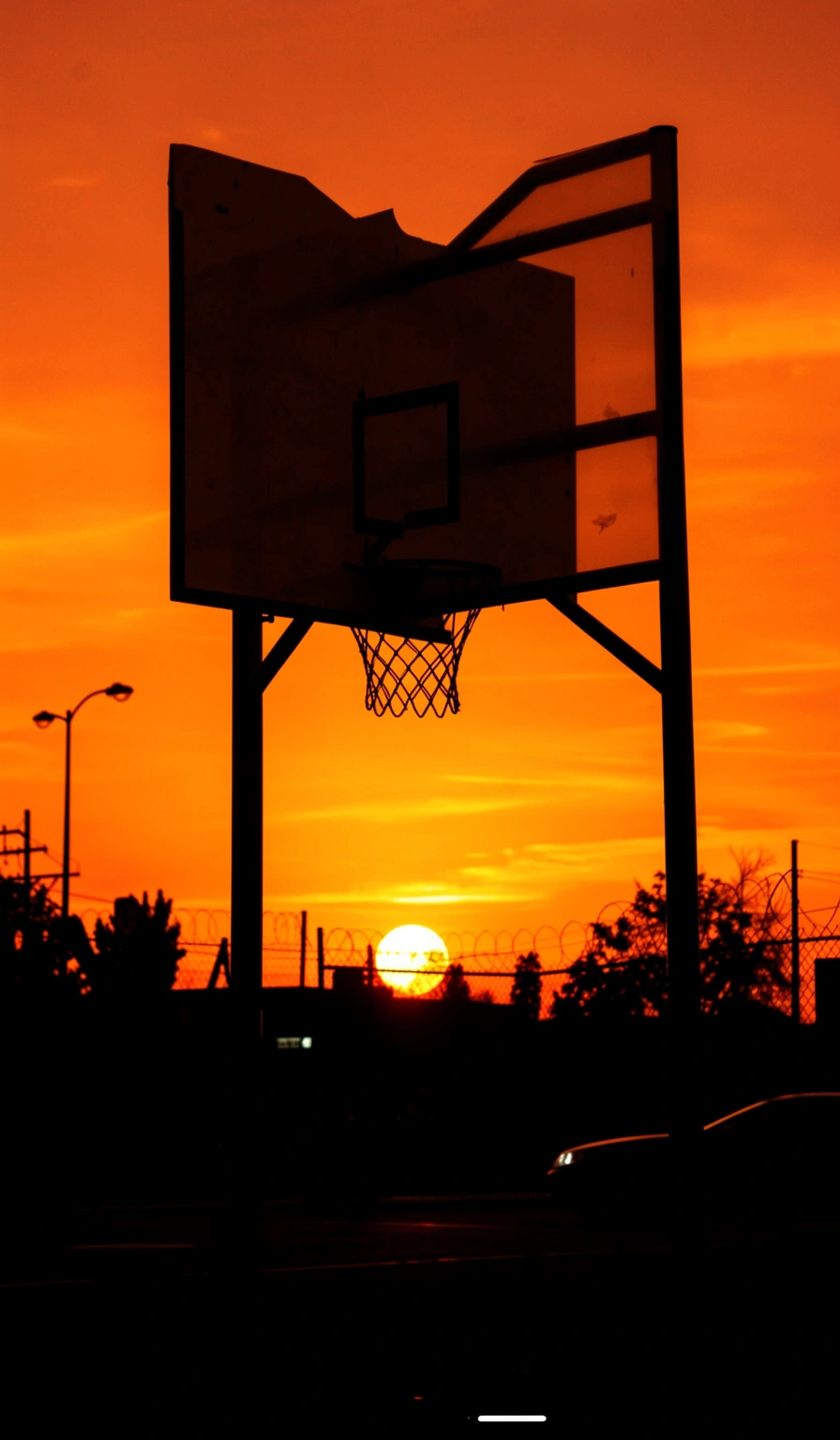 basketball wallpaper — hoop sunset 1 (free download)