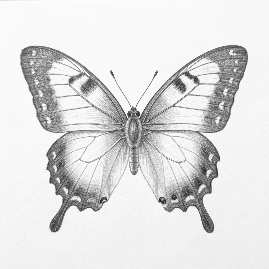 butterfly drawing — pencil symmetry 2 (free download)