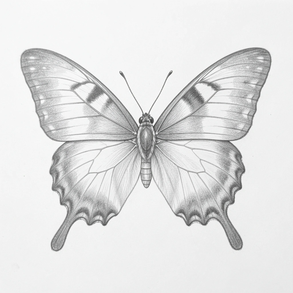 butterfly drawing — pencil symmetry 3 (free download)