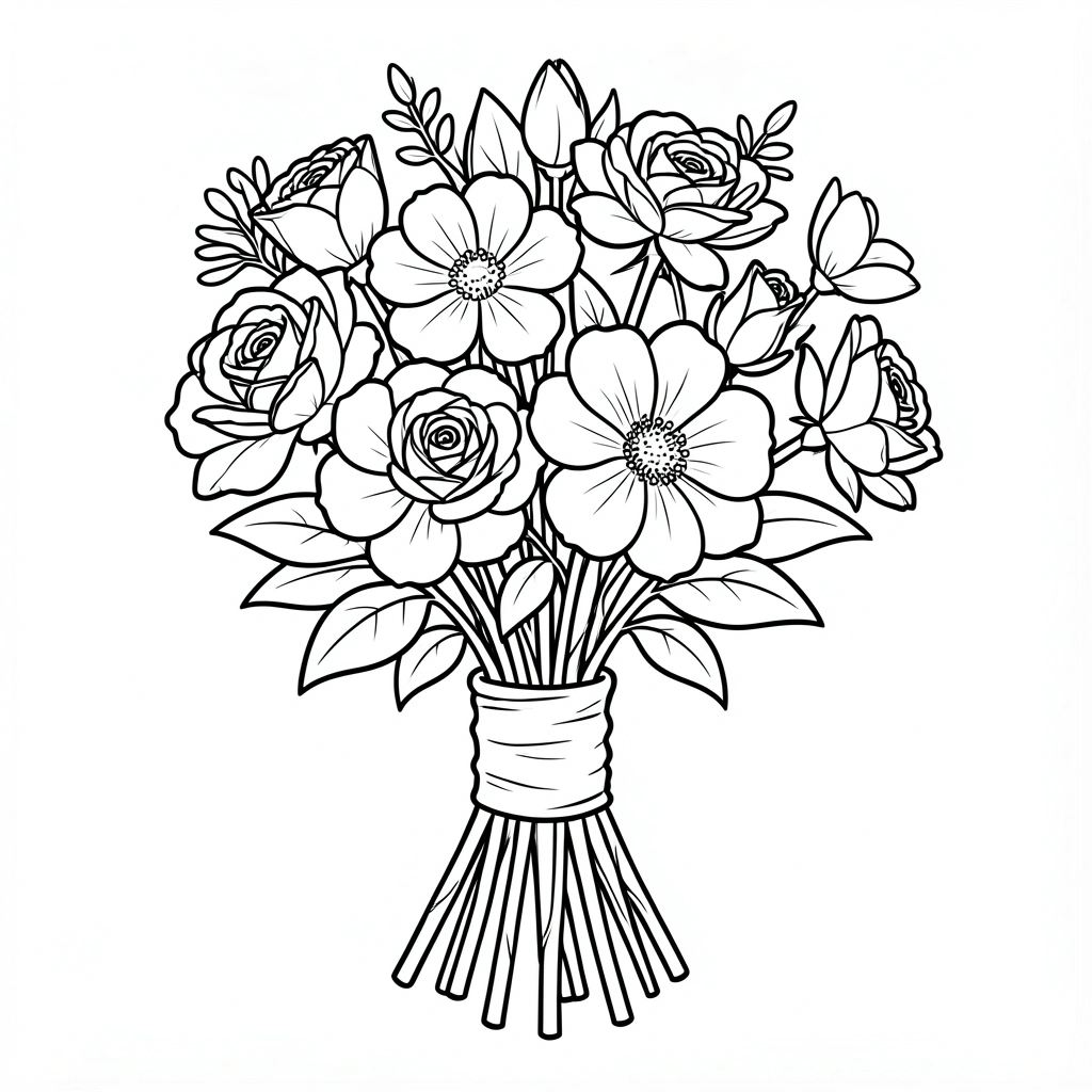 coloring pages — flower bouquet 1 (free download)