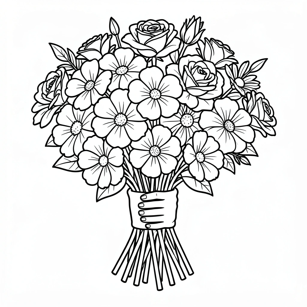 coloring pages — flower bouquet 2 (free download)