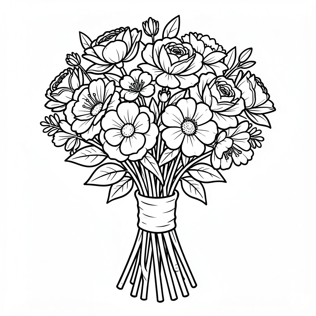 coloring pages — flower bouquet 3 (free download)