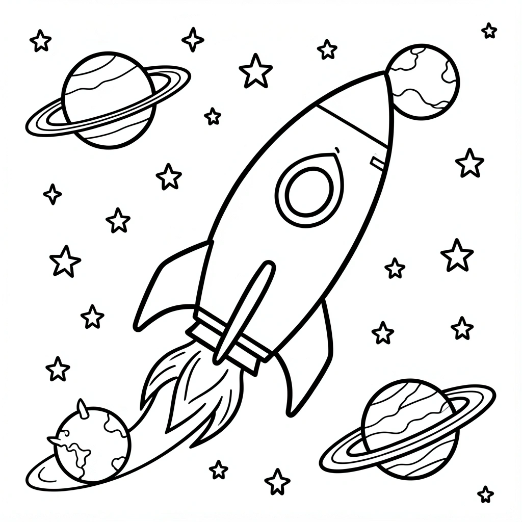 coloring pages — space rocket 1 (free download)