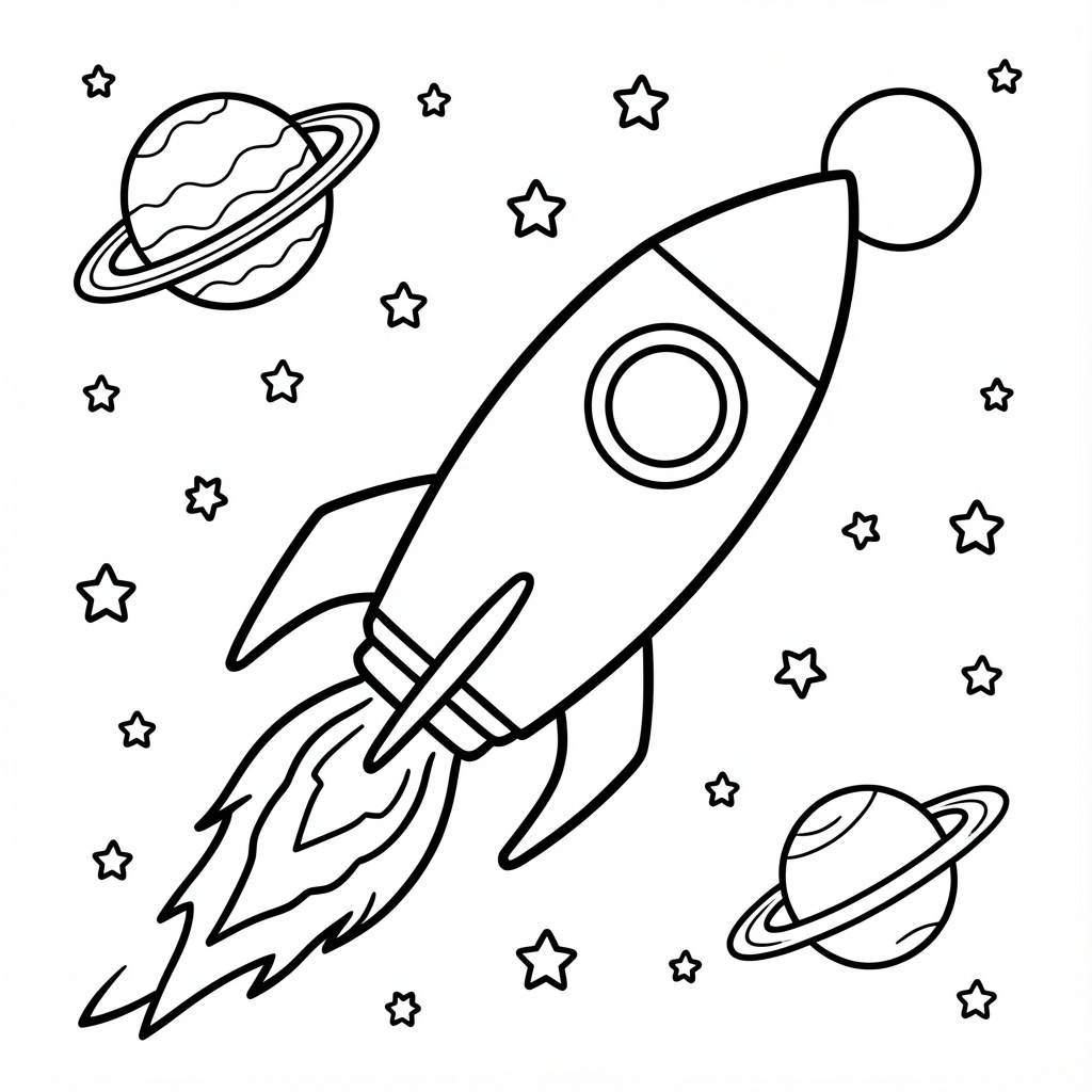 coloring pages — space rocket 2 (free download)
