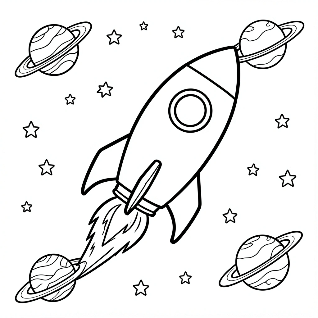 coloring pages — space rocket 3 (free download)
