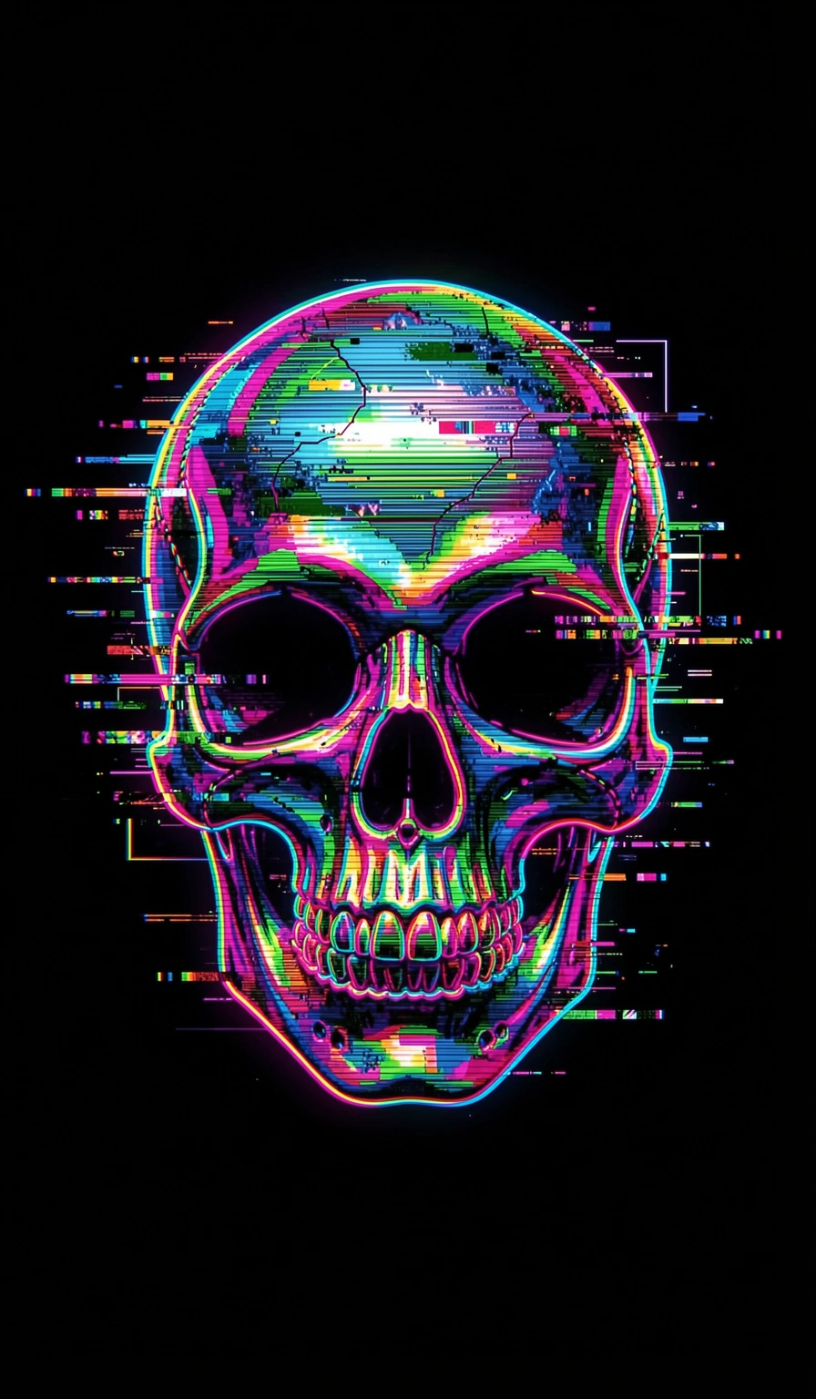 cool wallpapers — glitch skull 2 (free download)