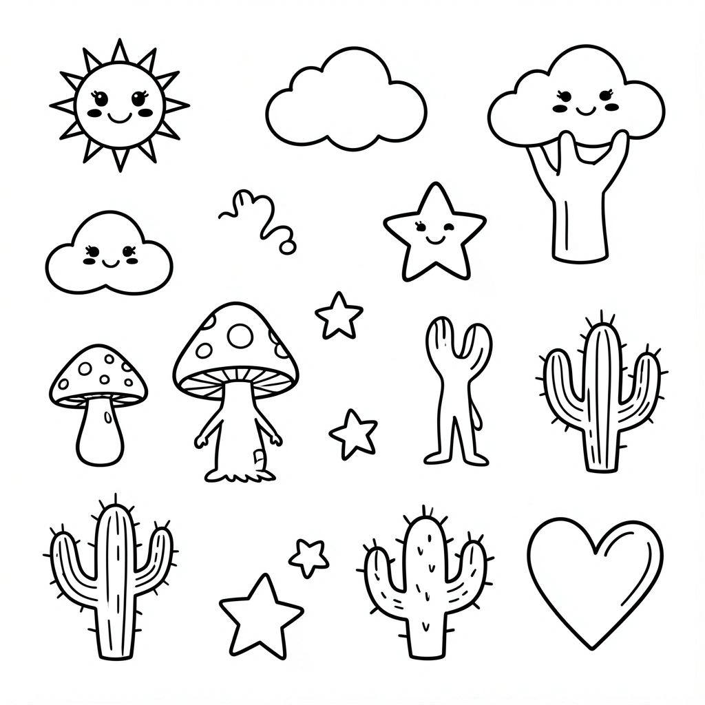 cute drawings — doodle sheet 2 (free download)