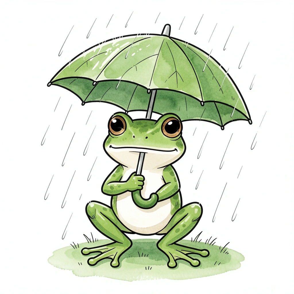 cute drawings — frog umbrella 1 (free download)
