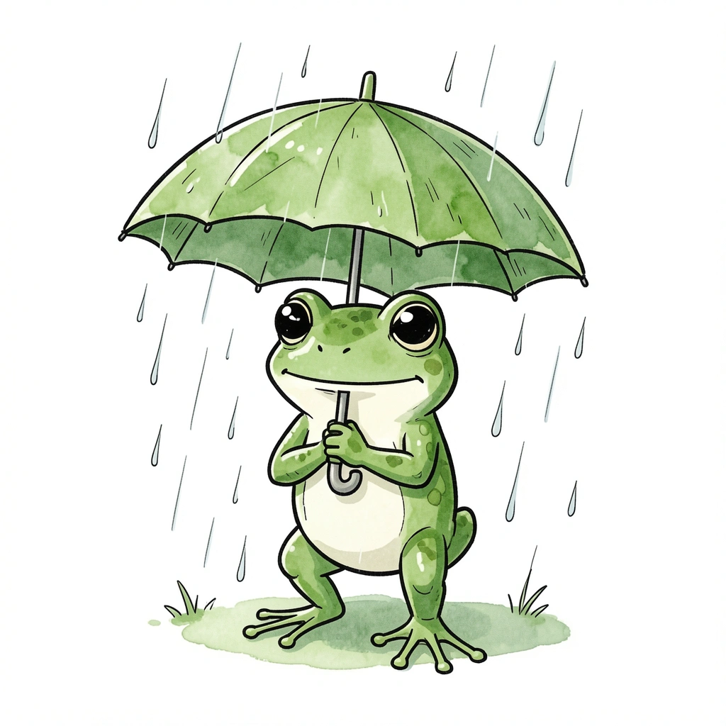 cute drawings — frog umbrella 2 (free download)