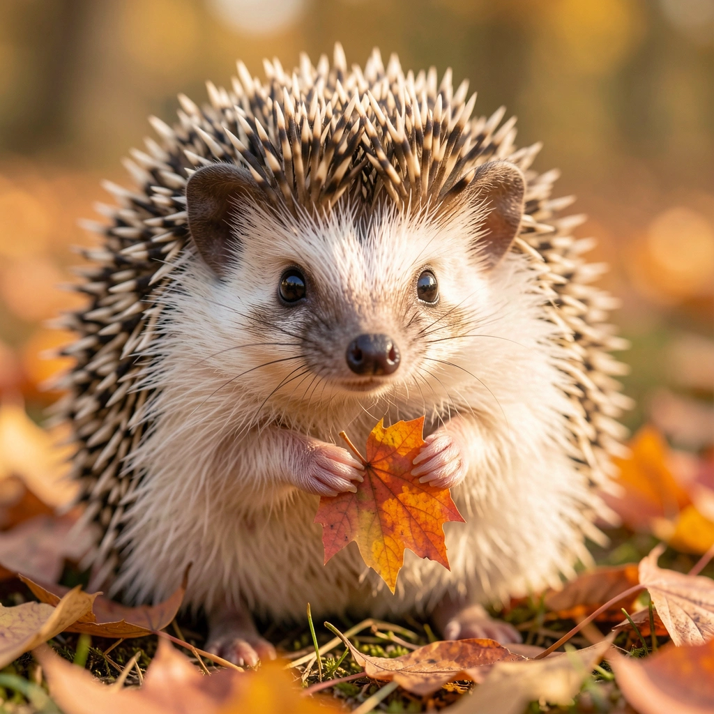 cute pictures — hedgehog leaf 1 (free download)