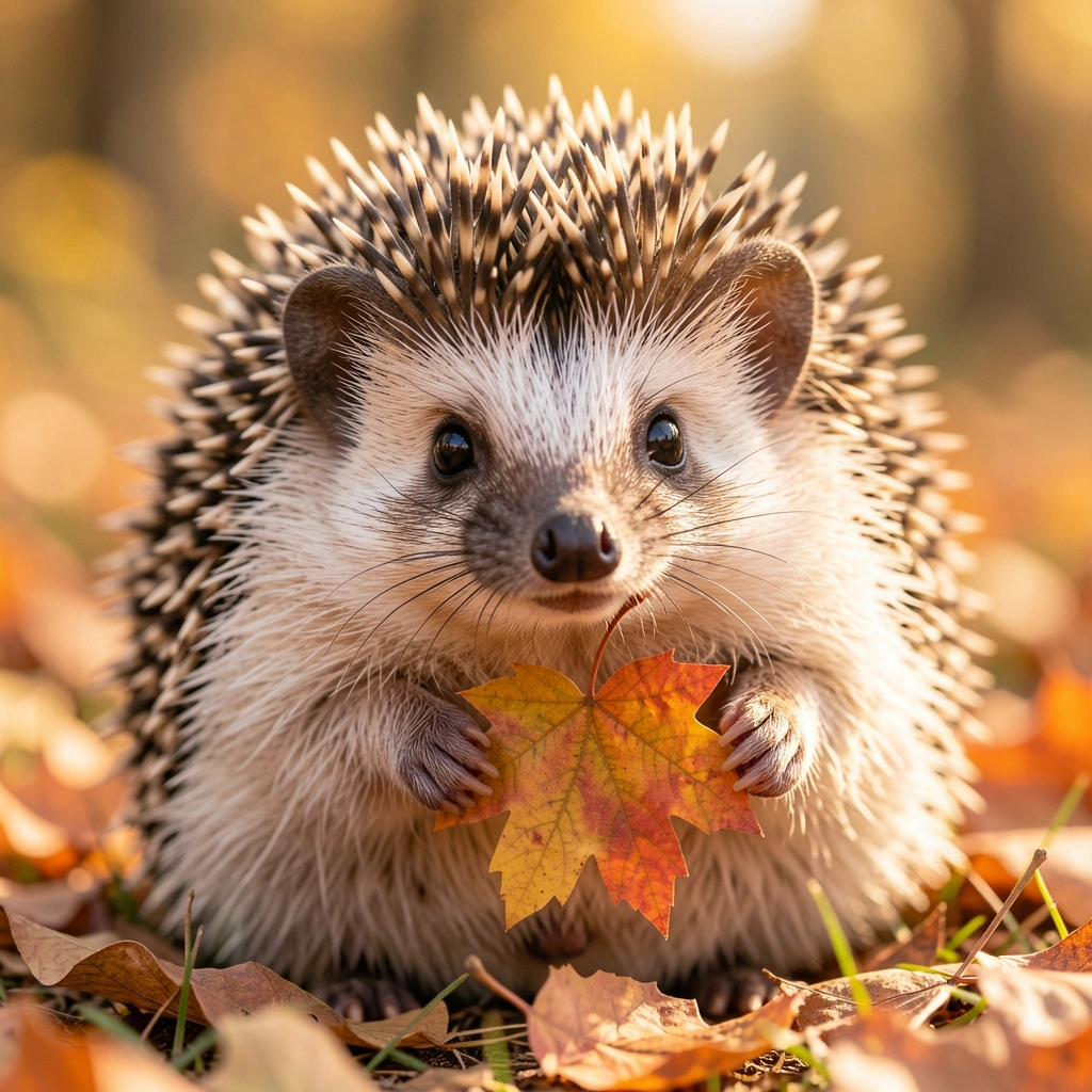 cute pictures — hedgehog leaf 2 (free download)