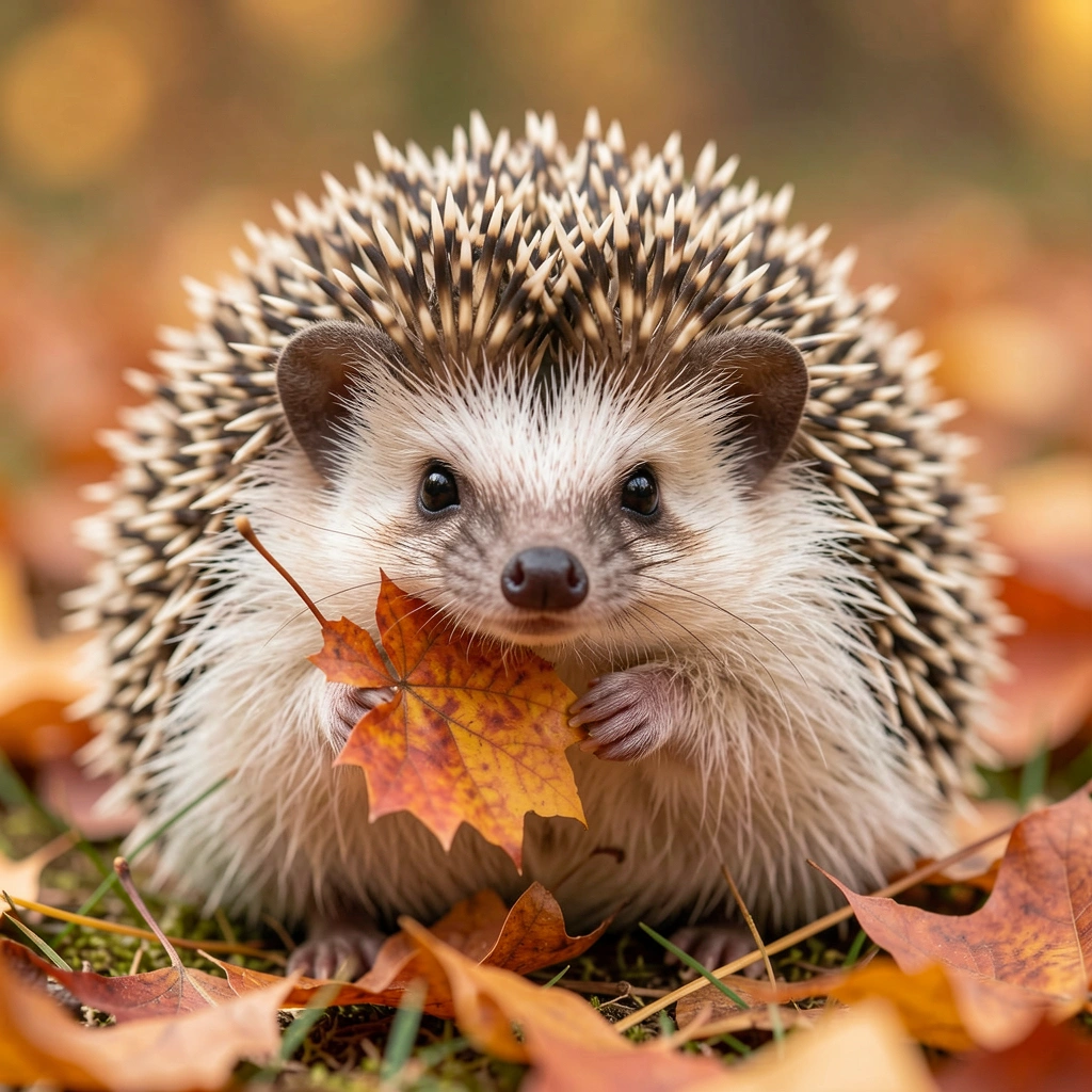 cute pictures — hedgehog leaf 3 (free download)