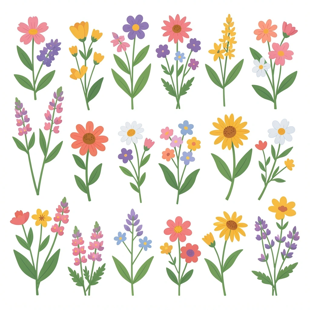 flower clipart — wildflower set 1 (free download)