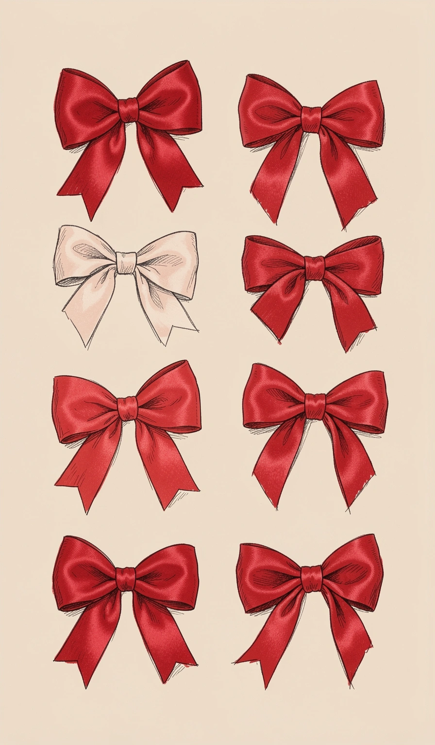 hand drawn bows — coquette red 1 (free download)