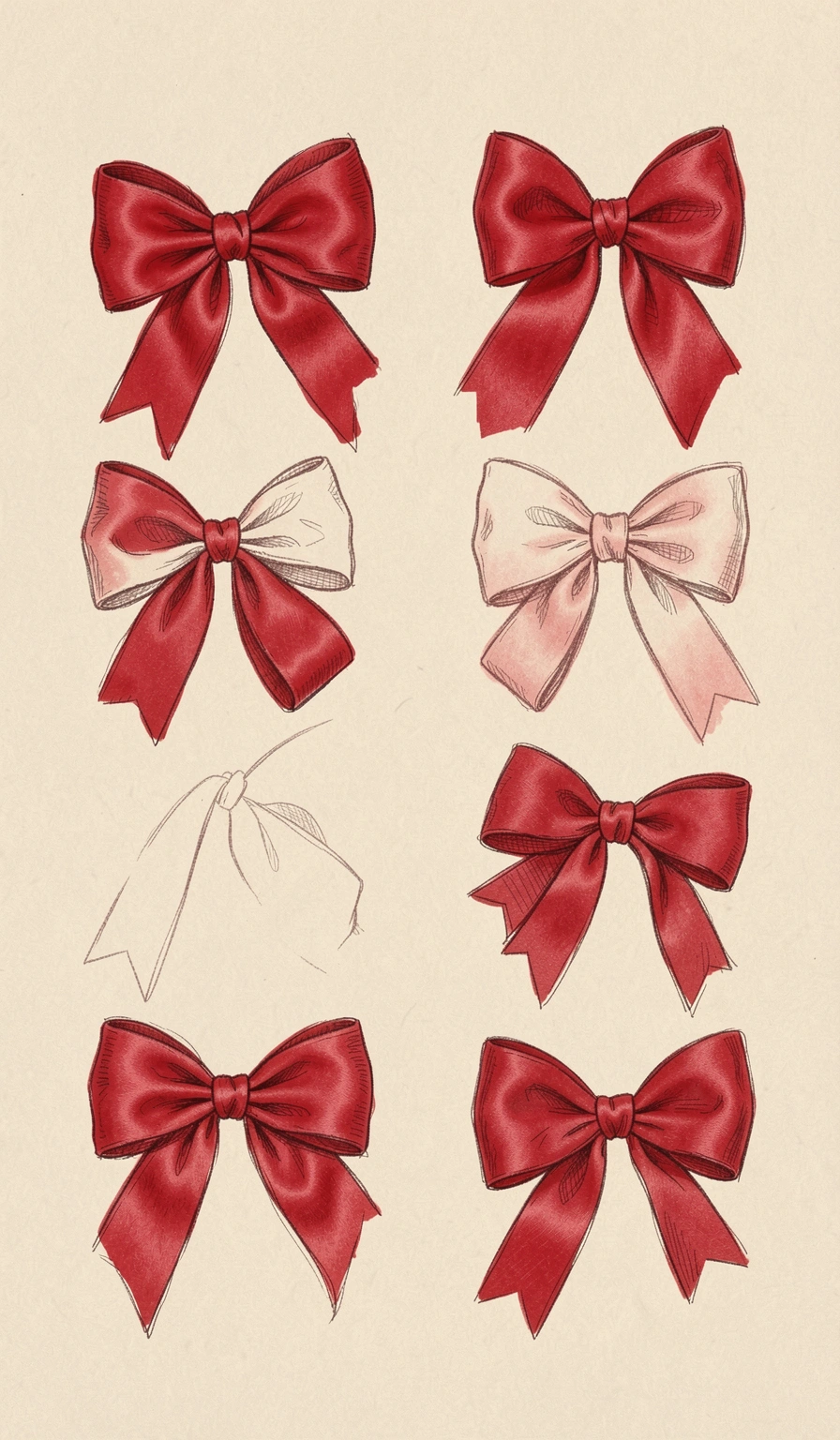 hand drawn bows — coquette red 2 (free download)