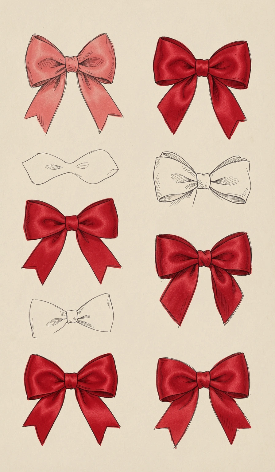 hand drawn bows — coquette red 3 (free download)
