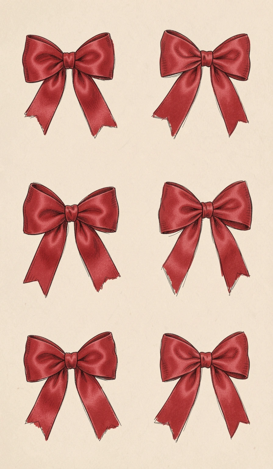 hand drawn bows — coquette red 4 (free download)