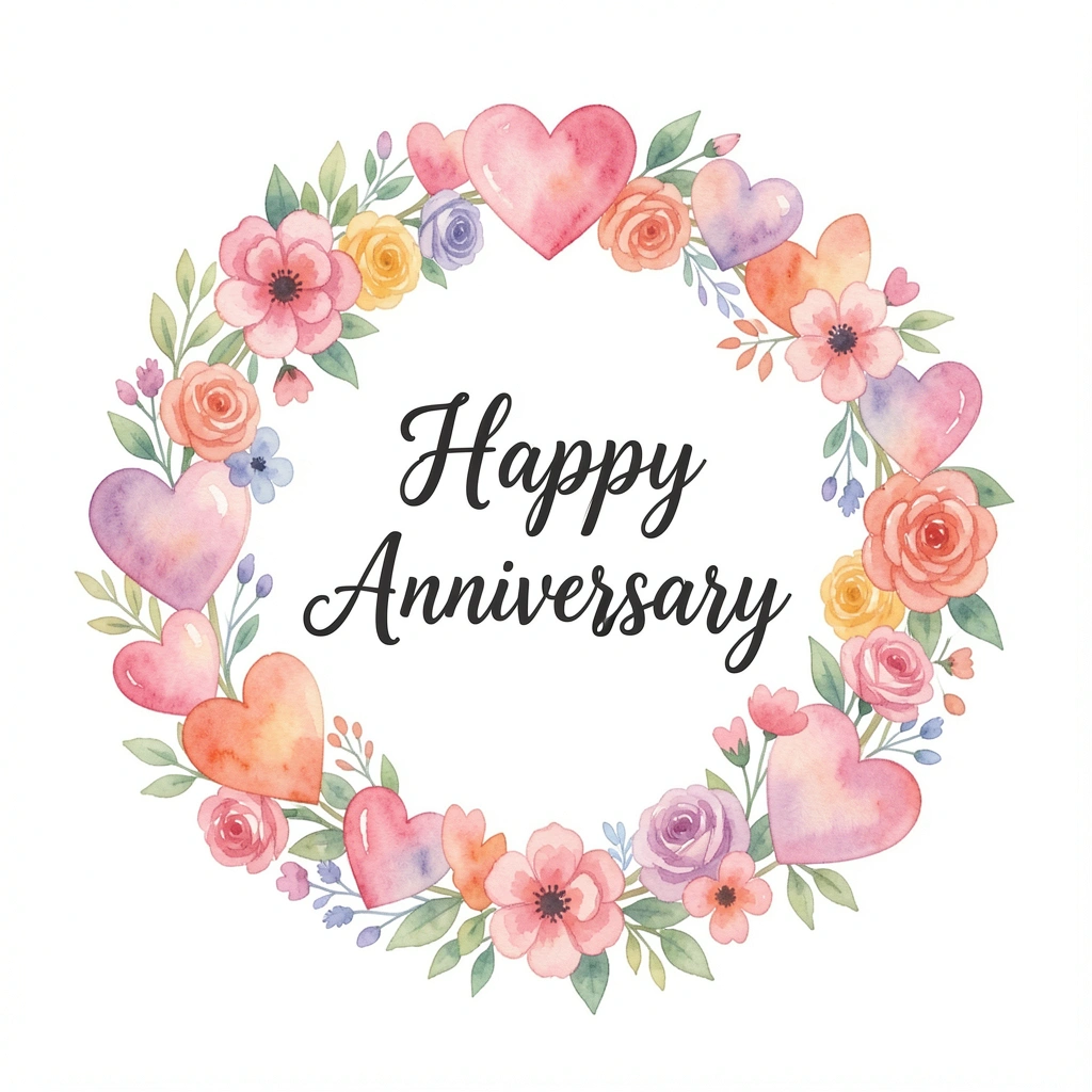 happy anniversary images — hearts watercolor 1 (free download)