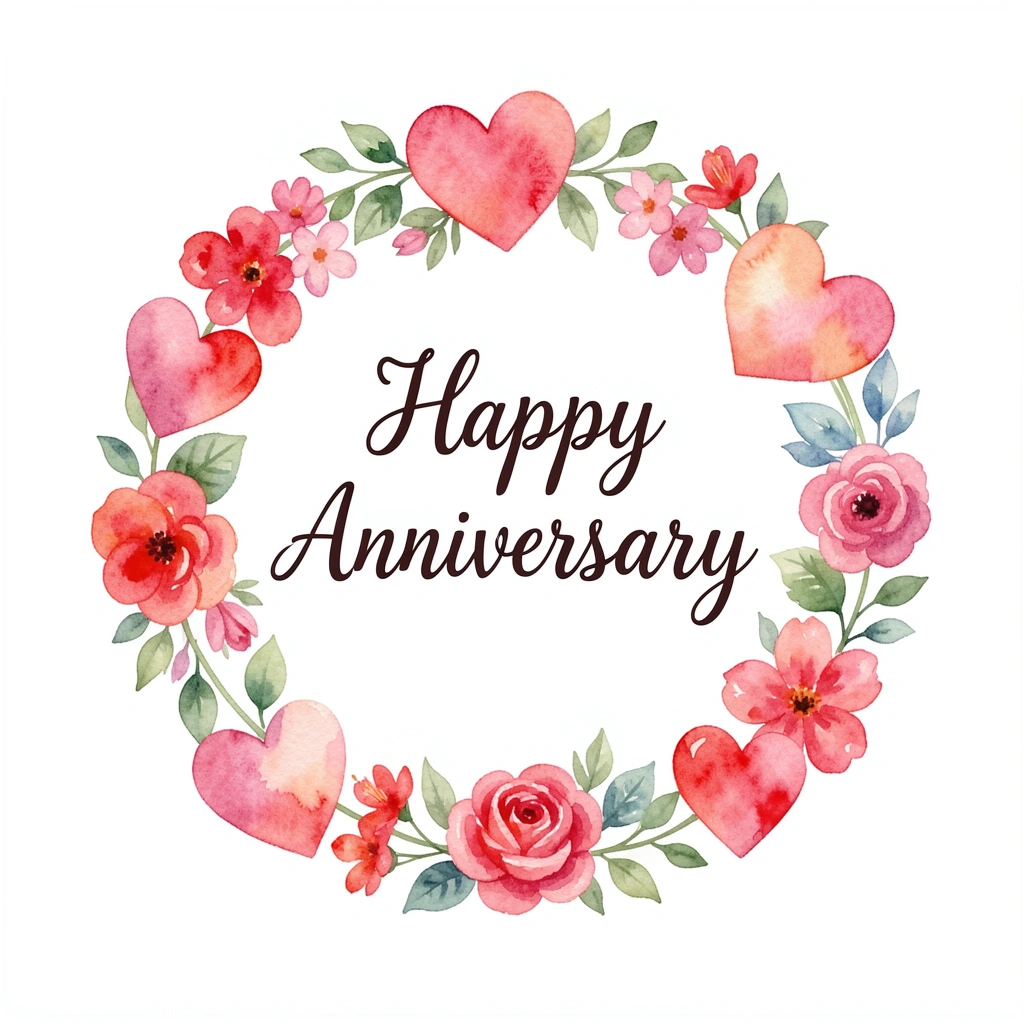 happy anniversary images — hearts watercolor 2 (free download)