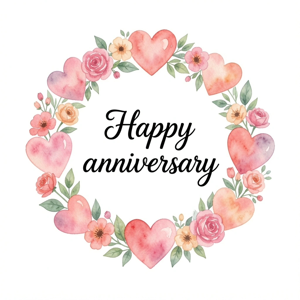 happy anniversary images — hearts watercolor 3 (free download)