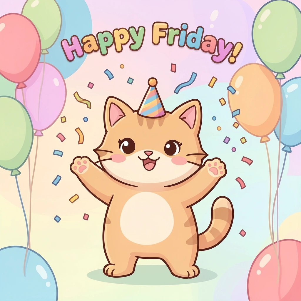 happy friday images — cat party 1 (free download)