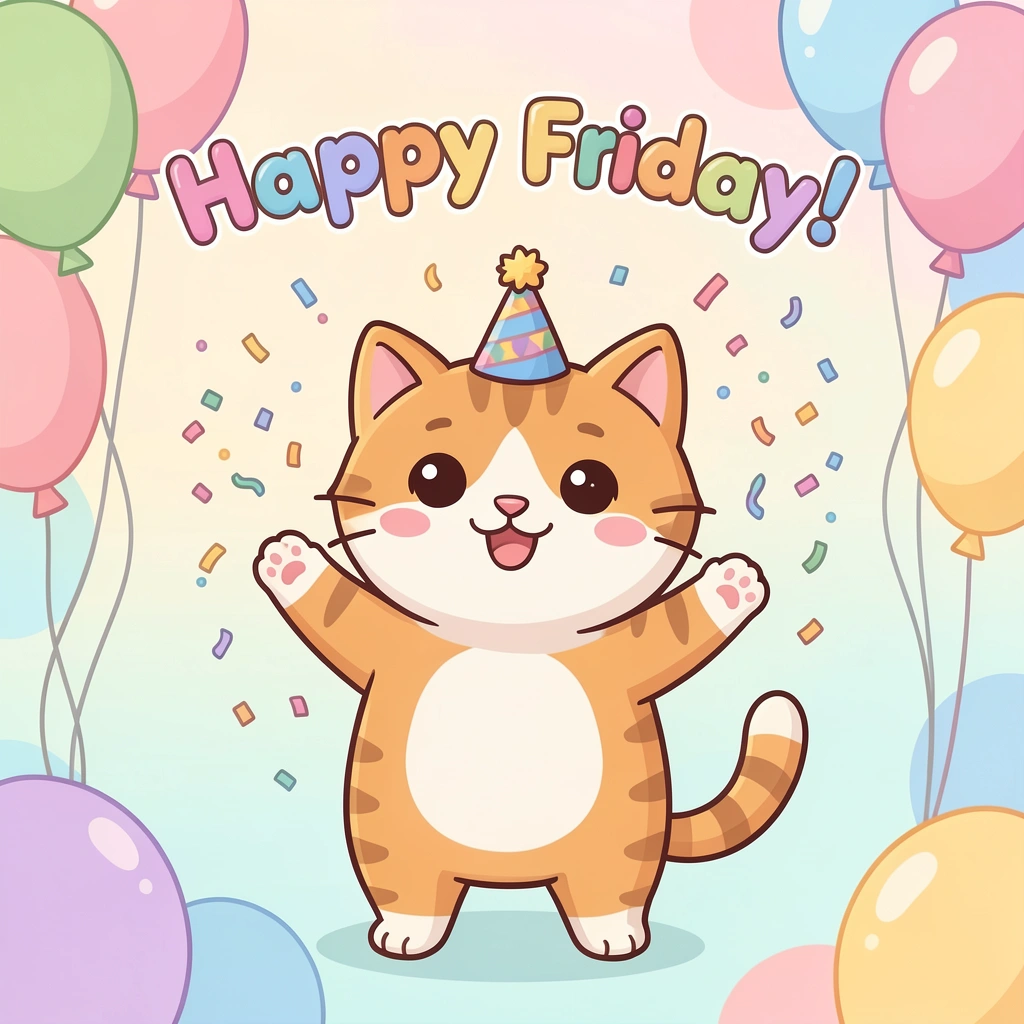 happy friday images — cat party 2 (free download)