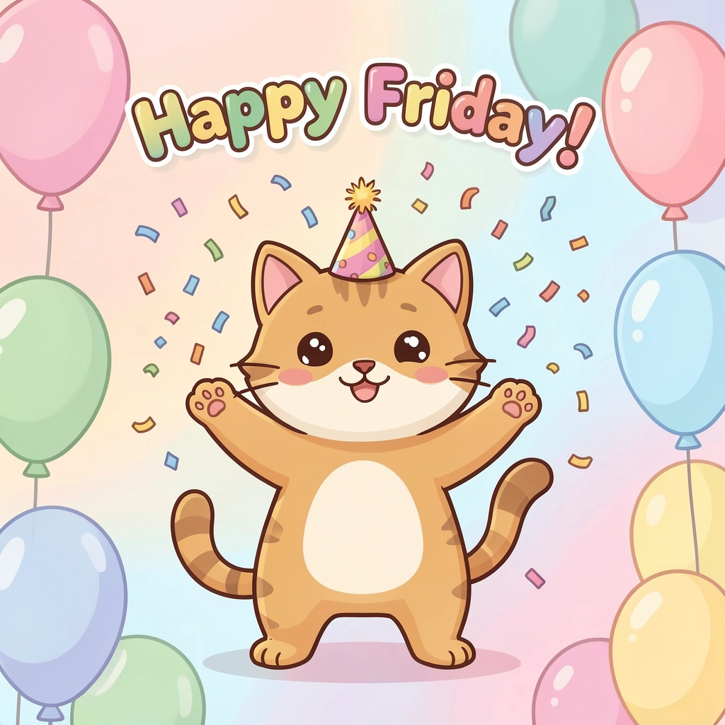 happy friday images — cat party 3 (free download)