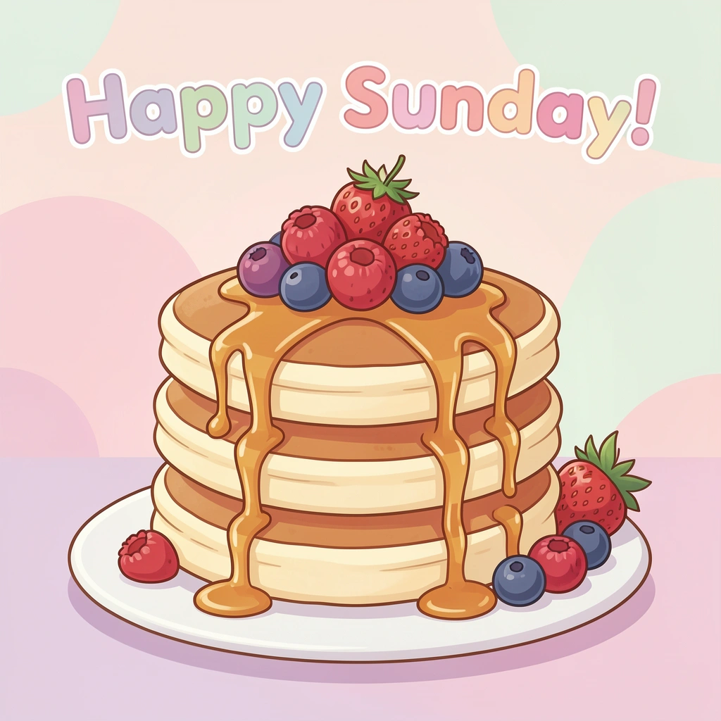happy sunday images — pancakes cute 1 (free download)