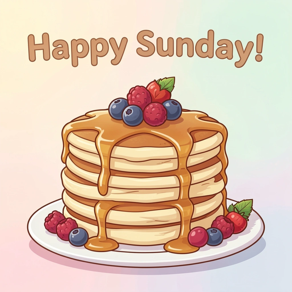 happy sunday images — pancakes cute 2 (free download)