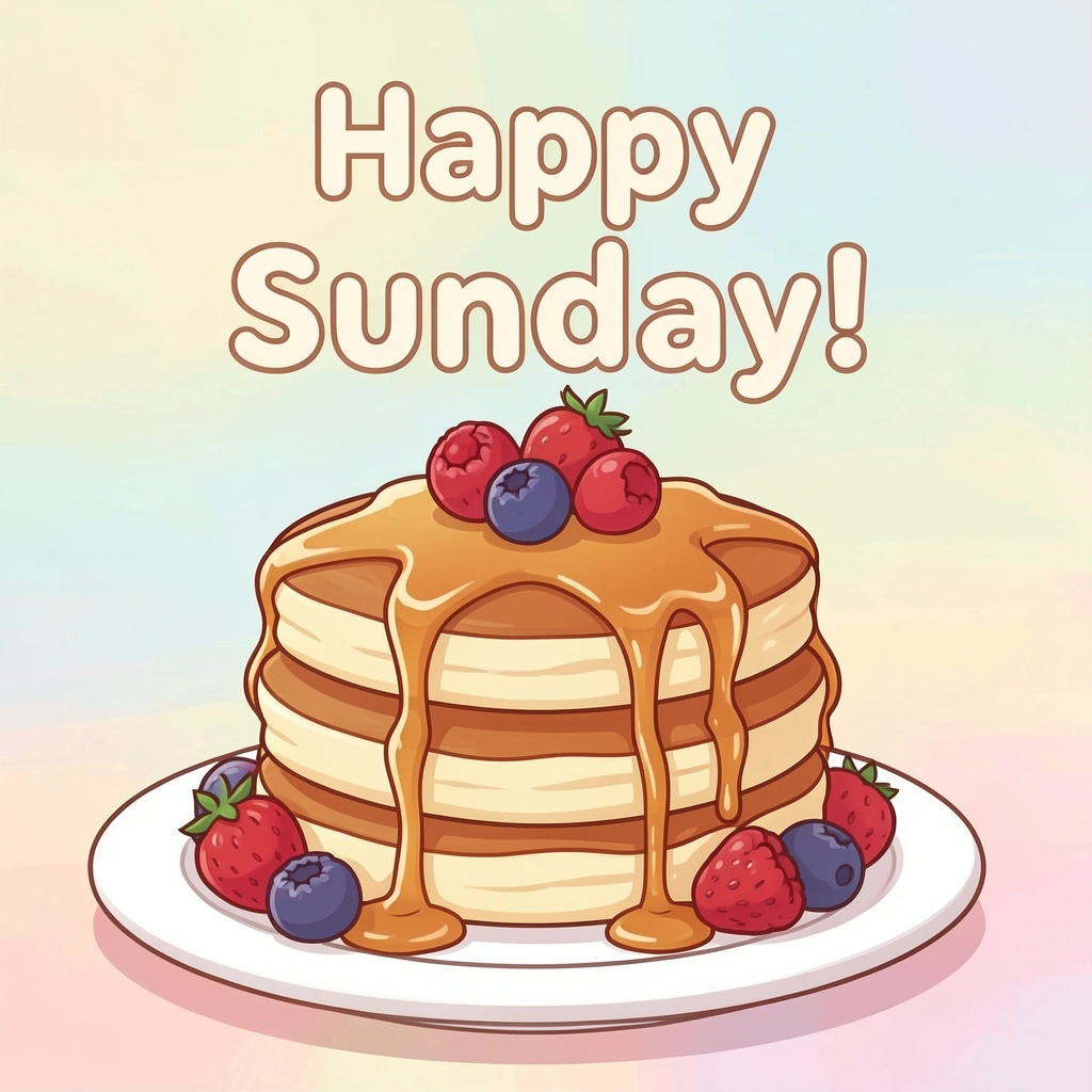happy sunday images — pancakes cute 3 (free download)