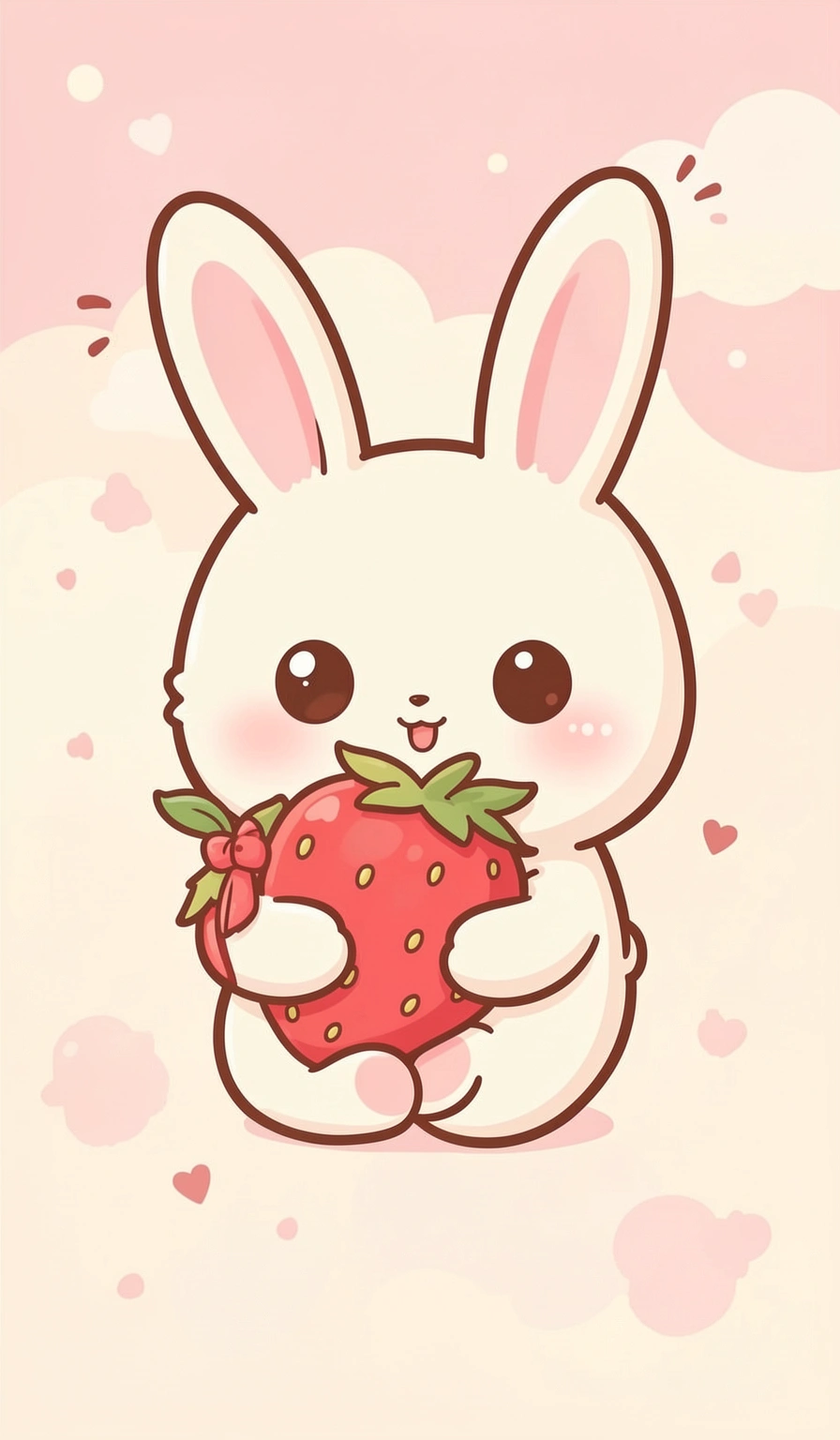 kawaii wallpaper — bunny strawberry 1 (free download)
