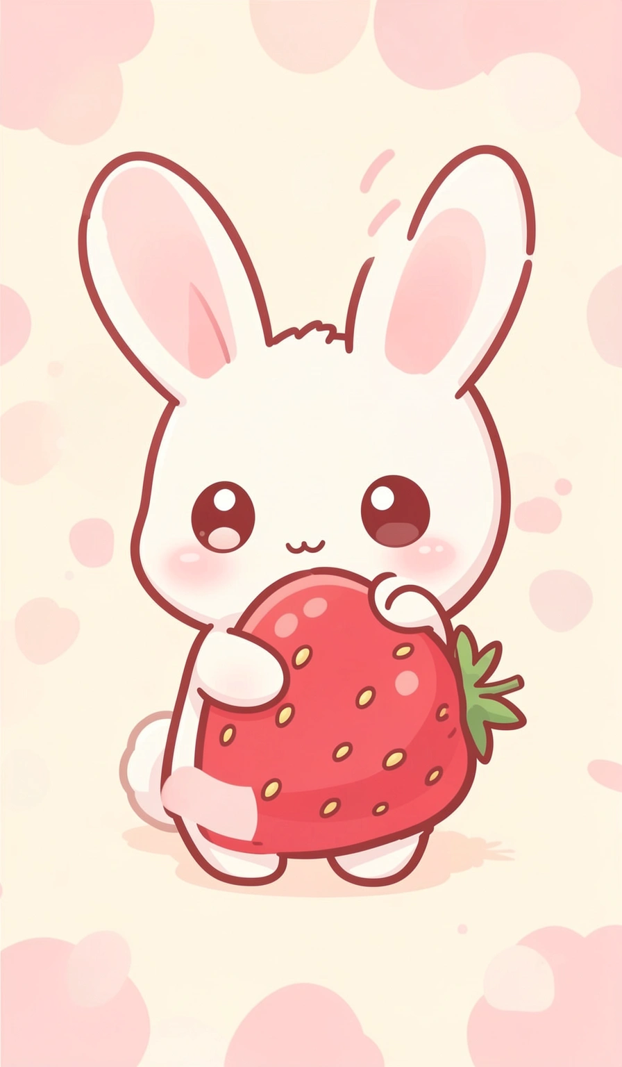 kawaii wallpaper — bunny strawberry 2 (free download)