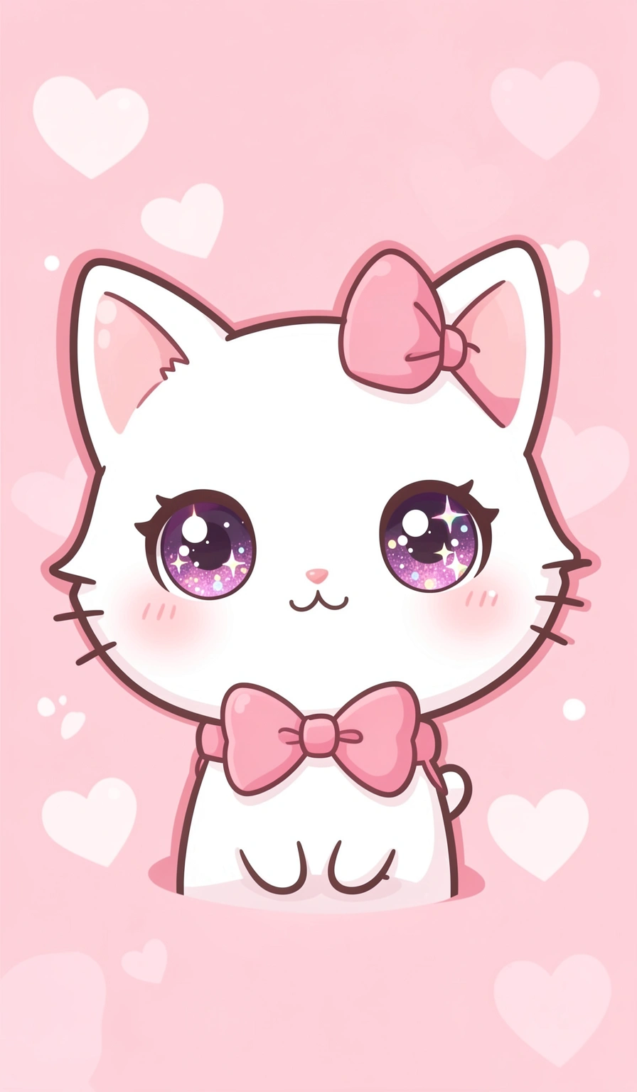 kawaii wallpaper — cat pink 2 (free download)